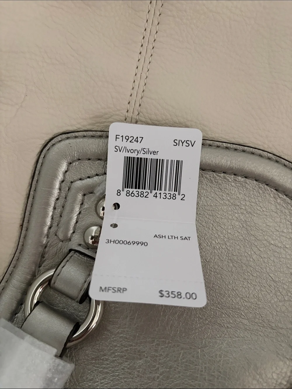 Coach Cream Satchel with Silver Trim